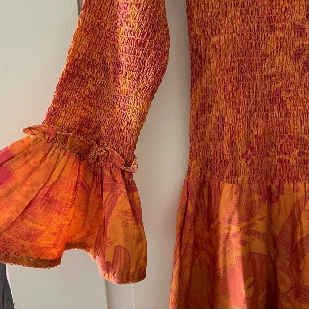 Chufy Orange Aqrequipi Smocked Dress